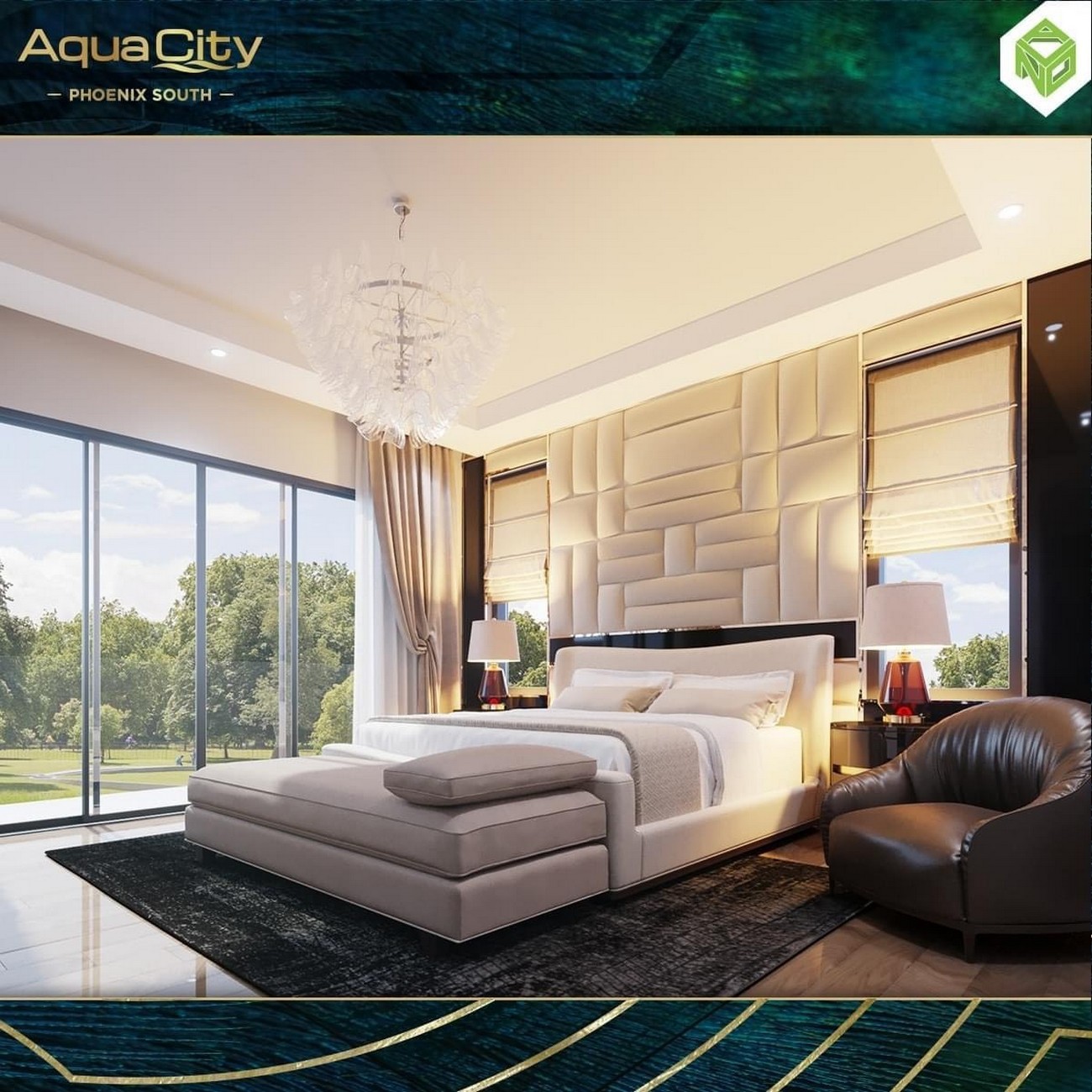 Phòng ngủ nhà mẫu dự án nhà phố Đảo Phượng Hoàng Aqua City (Phoenix South) Đồng Nai chủ đầu tư Novaland