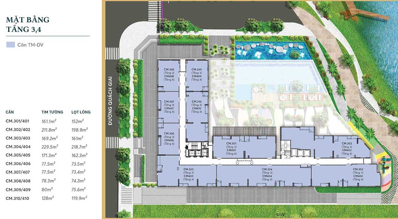 Mặt bằng dự án căn hộ chung cư Thủ Thiêm Dragon Quận 2 Đường Quách Giai chủ đầu tư Thủ Thiêm Group