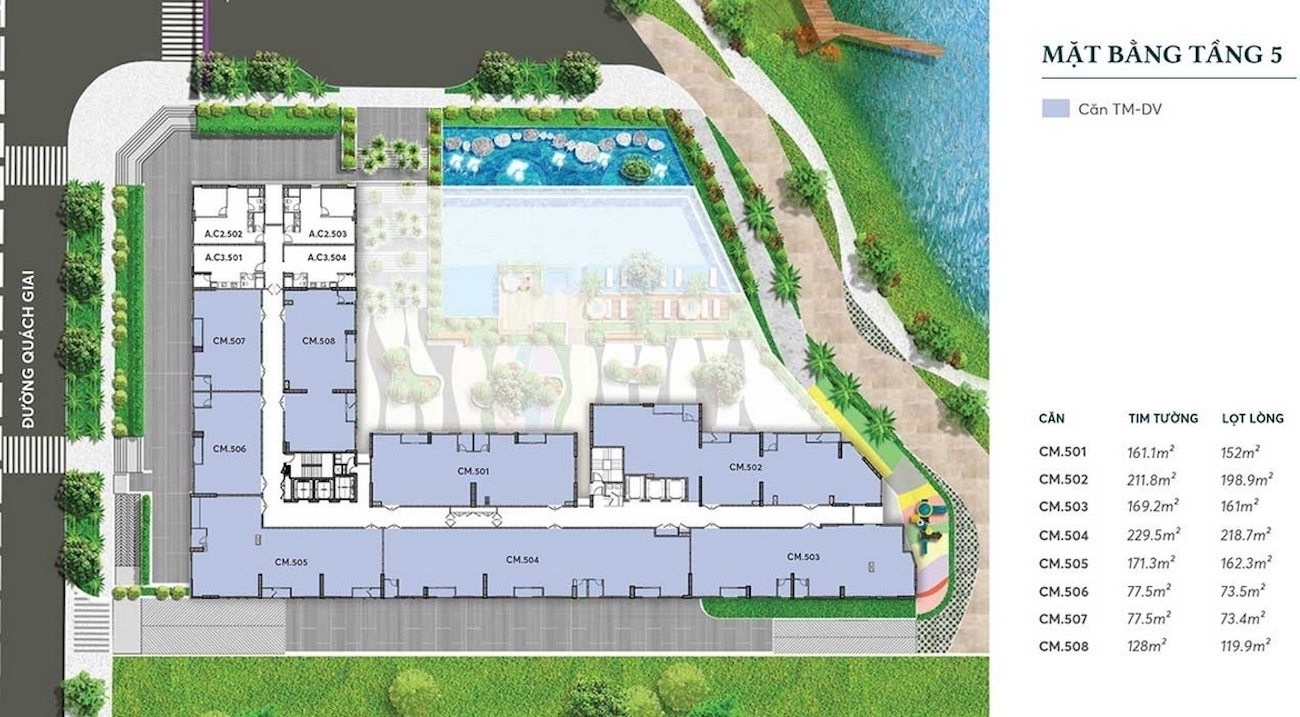 Mặt bằng dự án căn hộ chung cư Thủ Thiêm Dragon Quận 2 Đường Quách Giai chủ đầu tư Thủ Thiêm Group