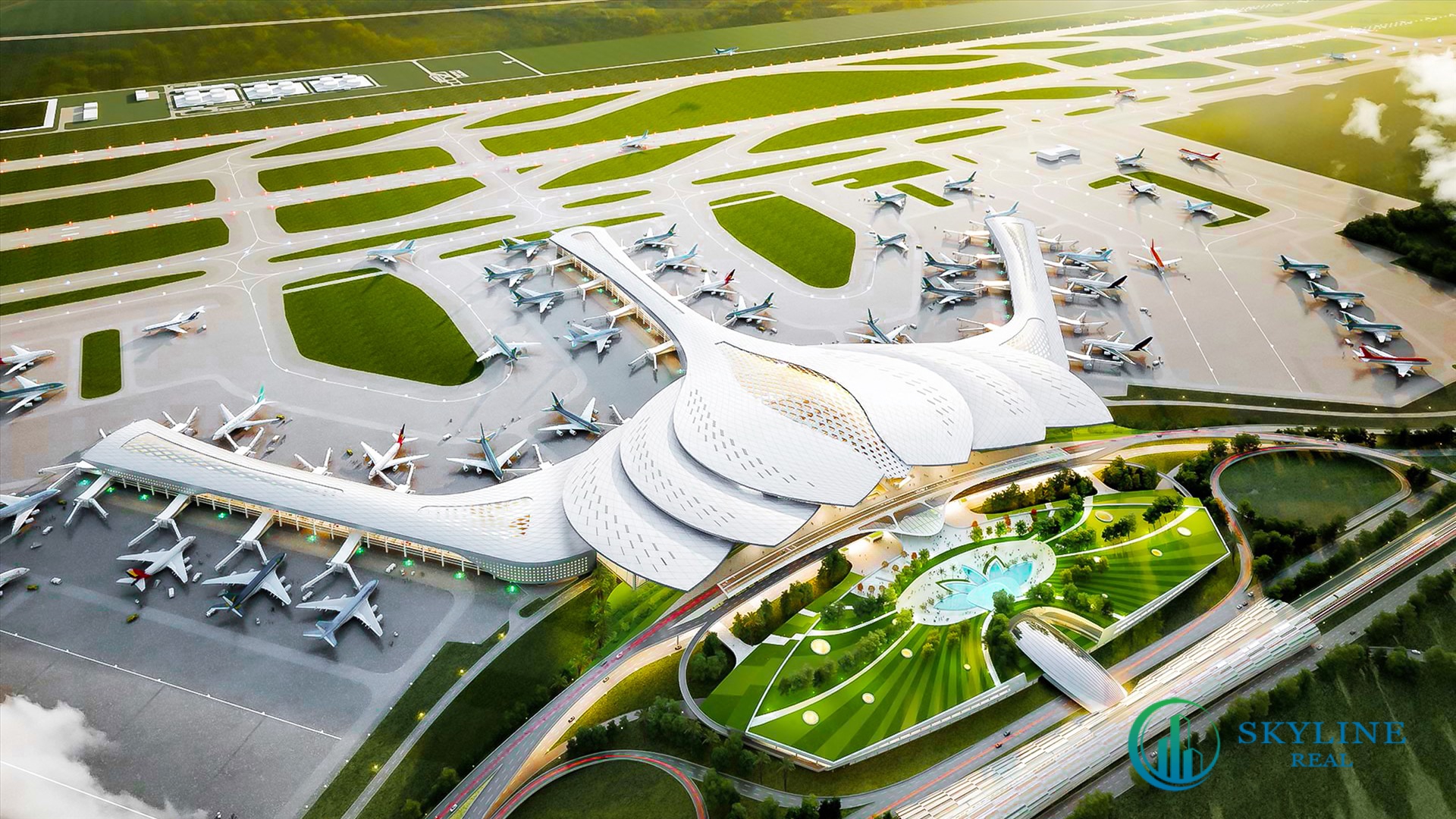 Sân bay quốc tế Long Thành được quy hoạch trên 5000ha đất, công suất 100 triệu hành khách và 5 triệu tấn hàng hóa mỗi năm. 