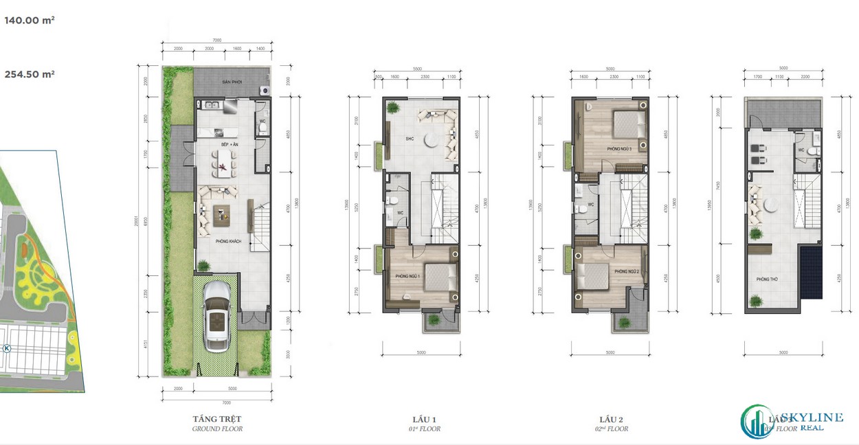 Thiết kế nhà phố 7x20 dự án biệt thự Armena
