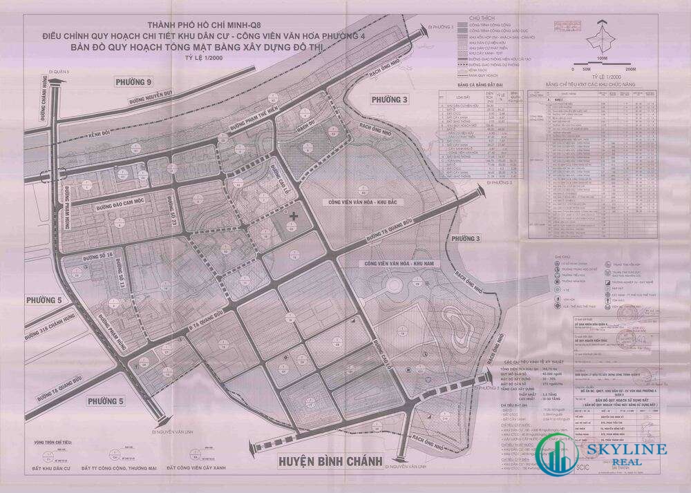 Bản đồ quy hoạch 1/2000 khu dân cư - công viên văn hóa phường 4, Quận 8