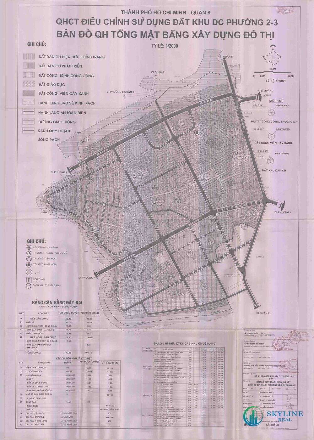 Bản đồ quy hoạch 1/2000 khu dân cư phường 2, 3, Quận 8