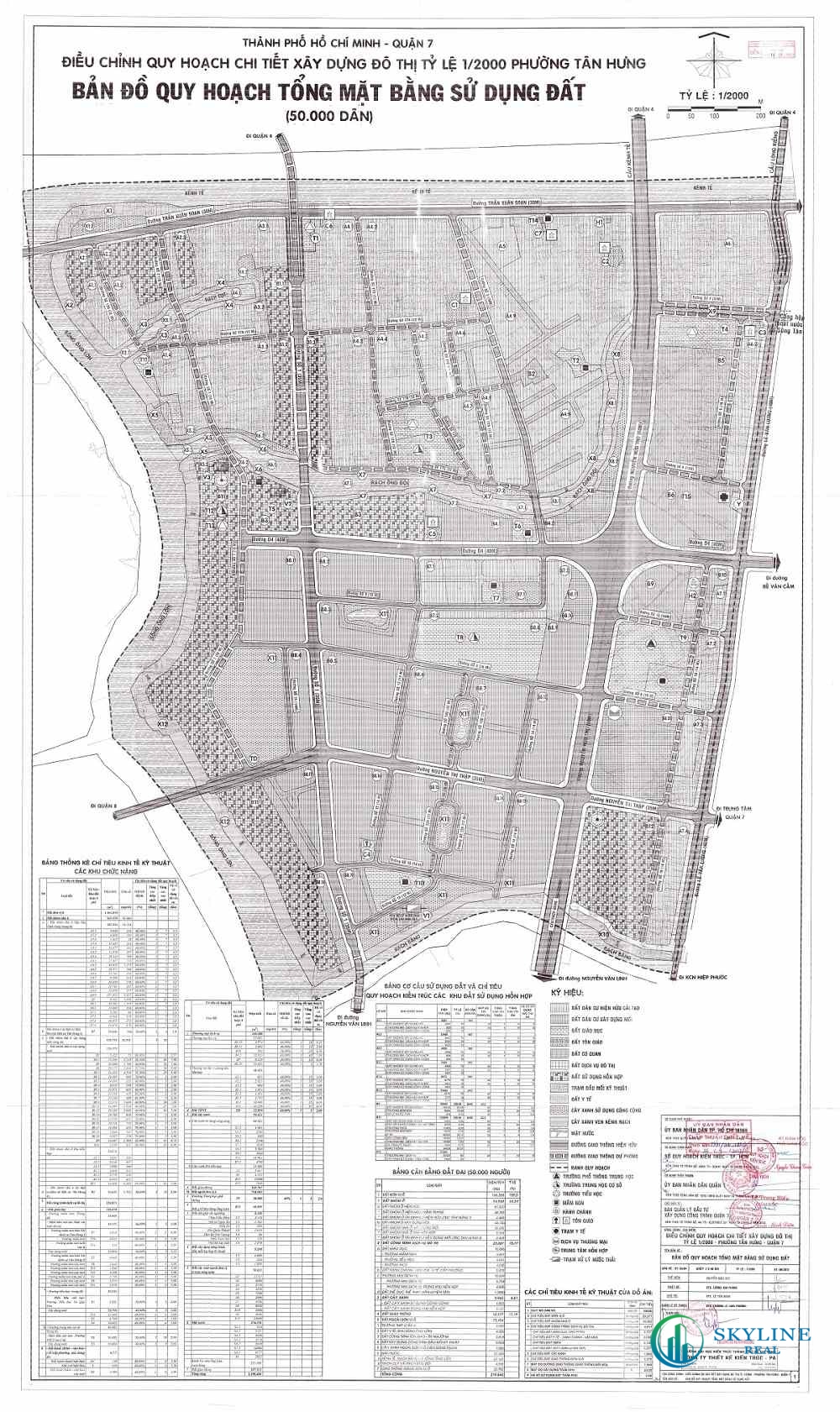 Bản đồ quy hoạch 1/2000 Khu dân cư phường Tân Hưng, Quận 7