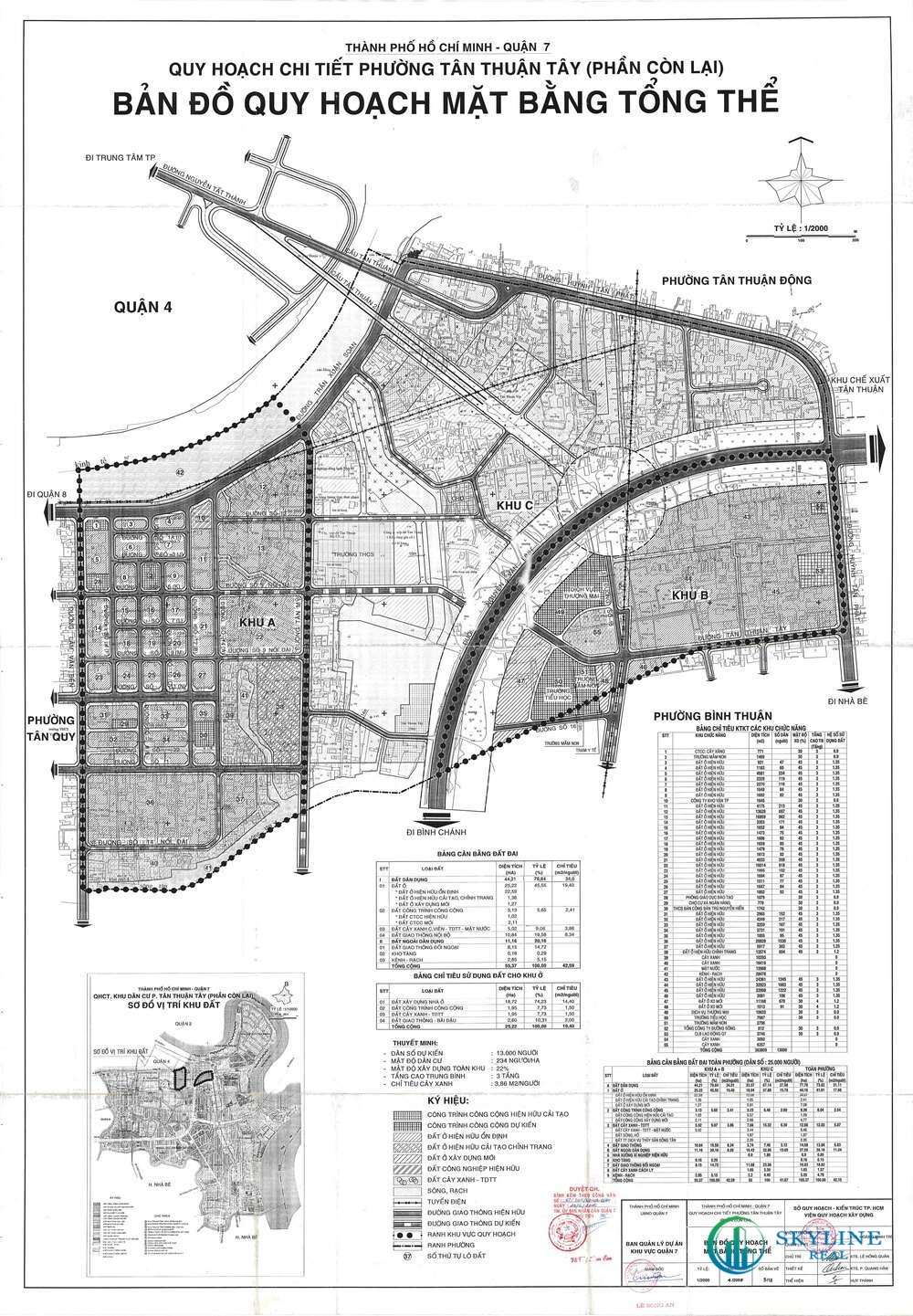 Bản đồ quy hoạch 1/2000 Khu dân cư A & B phường Tân Thuận Tây, Quận 7
