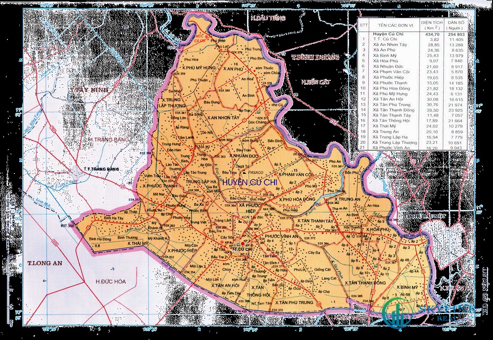 Bản đồ hành chính huyện Củ Chi