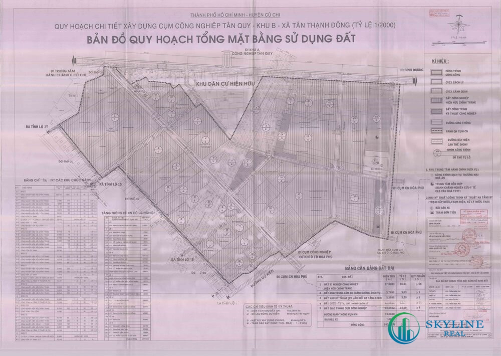 Bản đồ quy hoạch 1/2000 QHCT cụm công nghiệp Tân Quy - Khu B, Huyện Củ Chi