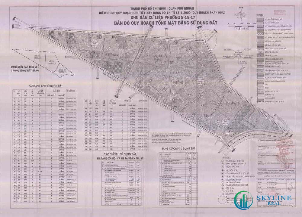 Bản đồ quy hoạch 1/2000 Khu dân cư liên phường 8 - 15 - 17, Quận Phú Nhuận