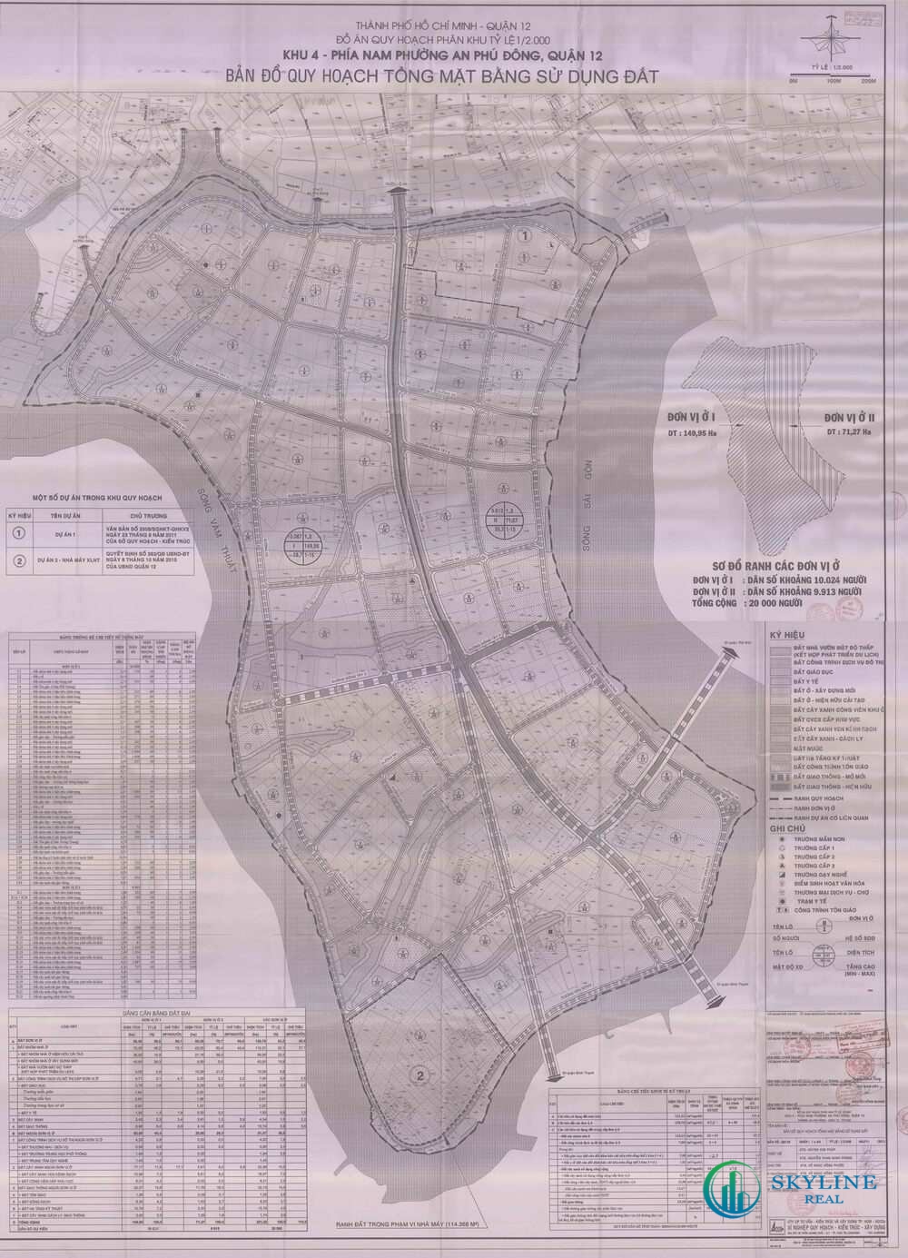 Bản đồ quy hoạch 1/2000 Khu dân cư phía Nam phường An Phú Đông - Khu 4, Quận 12