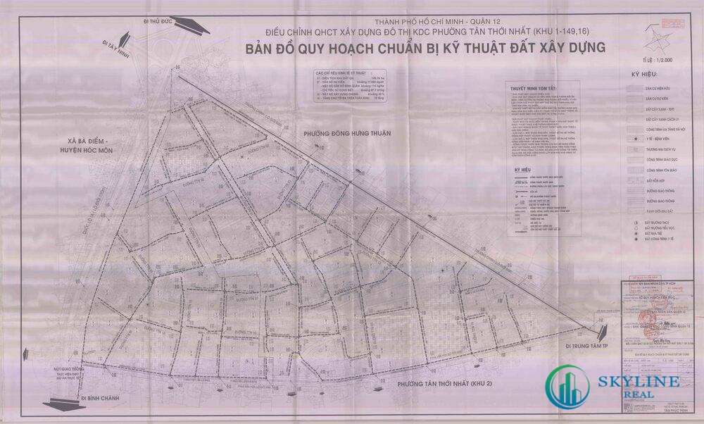 Bản đồ quy hoạch 1/2000 Khu dân cư phường Tân Thới Nhất - Khu 1, Quận 12
