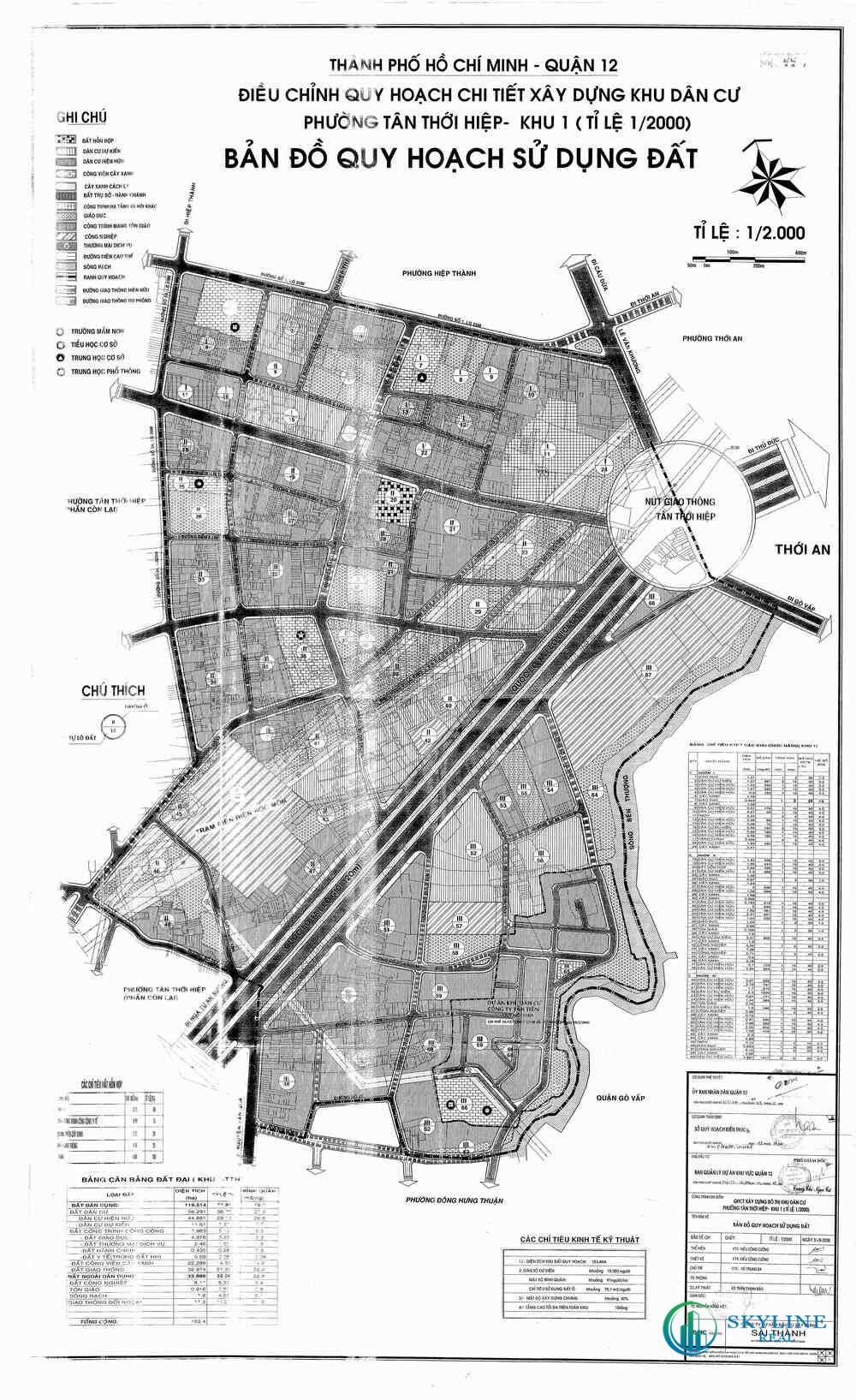 Bản đồ quy hoạch 1/2000 Khu dân cư phường Tân Thới Hiệp - Khu 1, Quận 12