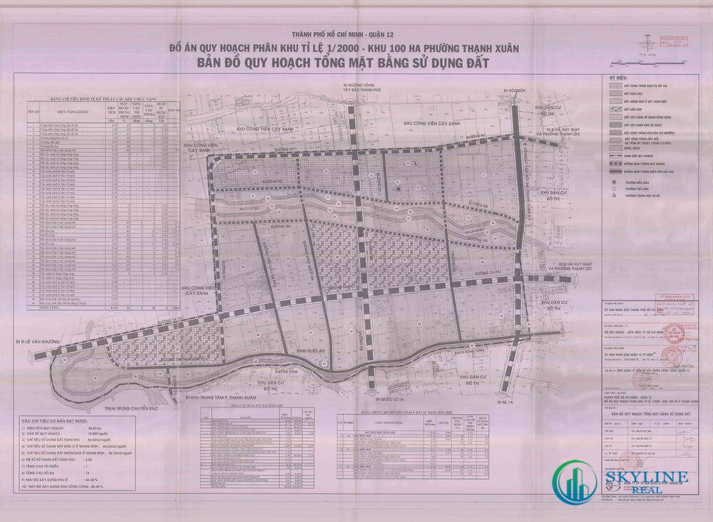 Bản đồ quy hoạch 1/2000 Khu dân cư 100 ha phường Thạnh Xuân, Quận 12