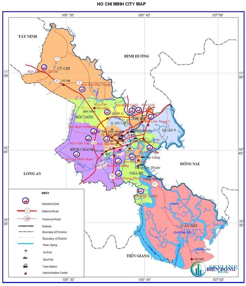 Vị trí huyện Củ Chi trên bản đồ Thành phố Hồ Chí Minh